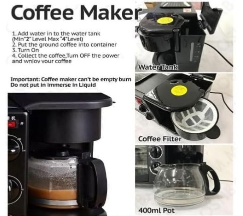 HORNO CAFETERA 3 EN 1 SOKANY